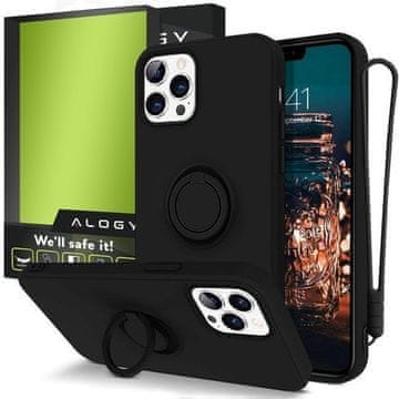 shumee Silikonski ovitek Ring Ultra Slim Alogy za iPhone 12 12 Pro 61 črne barve