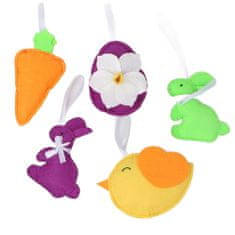 Nikcorp Velikonočni okraski iz filca, 5 kosov | Viseči okraski zajček, korenček, pirh in ptica za velikonočno drevo in dekoracijo