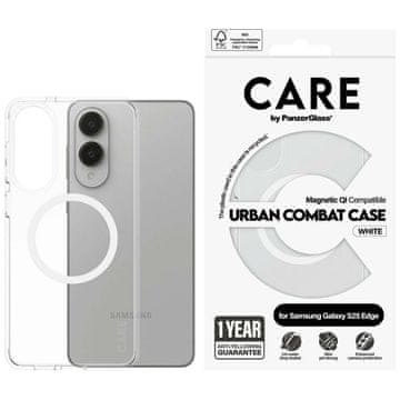 shumee Ovitek CARE by PanzerGlass Flagship Urban Combat White QI za Samsung Galaxy S25 Edge, prozoren