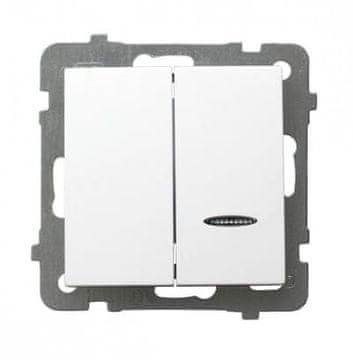 shumee Kot belo stikalo za lestenec z dvema skupinama in osvetlitvijo ozadja brez okvirja