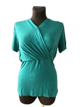 Nikcorp Nosečniška majica za dojenje s kratkimi rokavi | Udoben top za nosečnice in mamice, turkizna barva, velikost XL