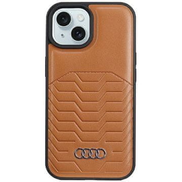 Audi Usnjen ovitek Audi MagSafe za iPhone 15 Plus rjave barve