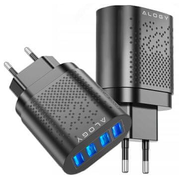 shumee Alogy 4x USB Quick Charge 30 24A črn hitri polnilnik
