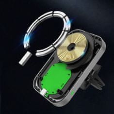 shumee Magnetni avtodržalnik MagSafe CW19 s Qi polnilnikom, črne barve