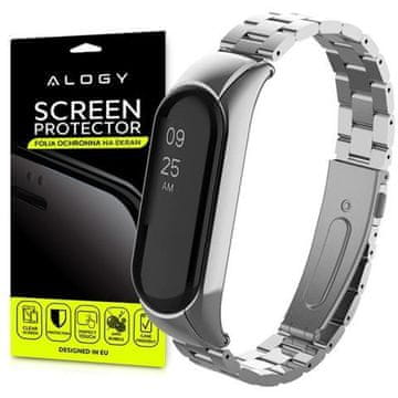 shumee Zapestnica Alogy iz nerjavečega jekla za Xiaomi Mi Band 5 srebrna 5x Alogy folija