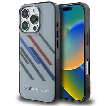 shumee Ovitek BMW Motorsport Random Stripes siv za iPhone 16 Pro