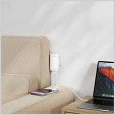 4smarts 65W 4smarts GaN 2xUSB-C stenski polnilnik bele barve