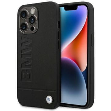 shumee Ovitek BMW BMHCP14LSLLBK za iPhone 14 Pro 6,1" črne barve z usnjenim žigom