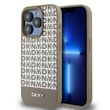 DKNY Usnjen ovitek DKNY MagSafe za iPhone 15 Pro Max rjave barve