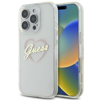 shumee Ovitek Guess Hardcase Transparent Heart za iPhone 16 Pro