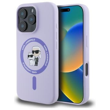 Karl Lagerfeld Silikonski ovitek Karl Lagerfeld MagSafe za iPhone 16 Pro vijoličen