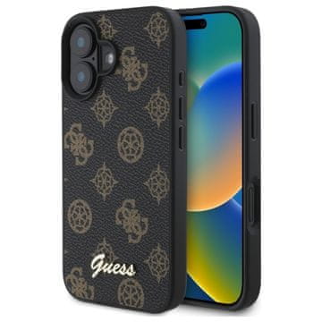 Guess Ovitek Guess Peony Script MagSafe za iPhone 16, črn