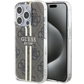 Guess Ovitek Guess IML z zlatimi črtami in rjavimi robovi za iPhone 15 Pro