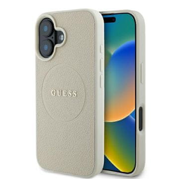 Guess Ovitek Guess Grained Ring MagSafe za iPhone 16, bež