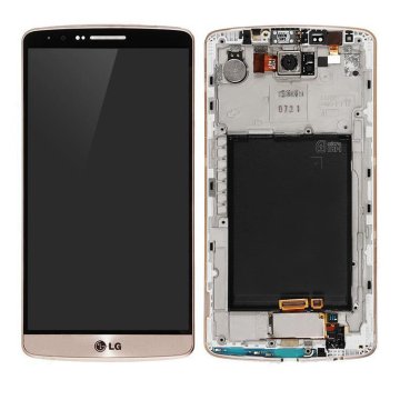 CoreParts LCD zaslon in digitizator s sprednjim okvirjem, zlata za LG G3 D850