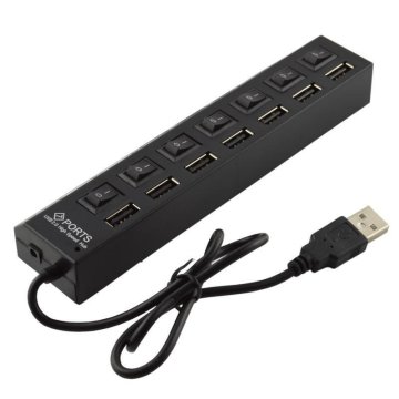 CoreParts USB na 7-vratni USB2.0 HUB, črn