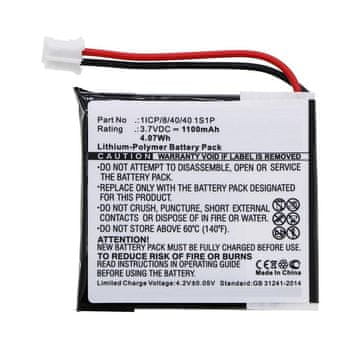 CoreParts Baterija 4.07Wh Li-Pol 3.7V 1100mAh črna za GPS, Navigator