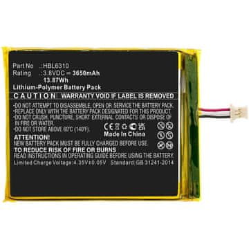 CoreParts Baterija 13.87Wh Li-Polymer 3.8V 3650mAh črna