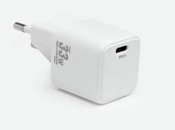 CoreParts USB-C Napajalnik 33W 5V2A-20V1.5A GaN Technology, EU priklop, bel