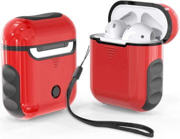 shumee TRDI SILIKONSKI OVITEK ZA AIRPODS 1/2 RDEČE ČRN