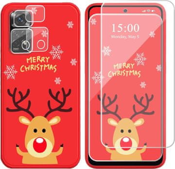 shumee 2+2X STEKLENI OVITEK ZA XIAOMI POCO X4 PRO 5G REINDEER RED