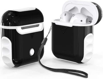 shumee TRDI SILIKONSKI OVITEK ZA AIRPODS 1/2 ČRNO BEL