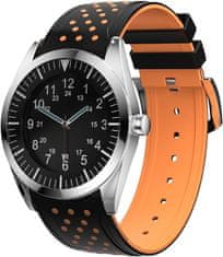 shumee ČRNO-ORANŽEN SILIKONSKI PAS ZA URO UNIVERZALEN VODOODPOREN 26mm