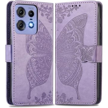 shumee Preklopna torbica Wallet Butterfly za Motorola Edge 50 Pro vijolična