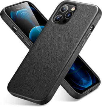 shumee OVITEK ZA APPLE IPHONE 12 PRO MAX ČRN IMITACIJA USNJA MOLNA HRBATNJAKA