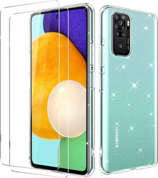 shumee SILIKONSKI OVITEK Z BLEŠČICAMI ZA XIAOMI REDMI NOTE 10 2X STEKLO