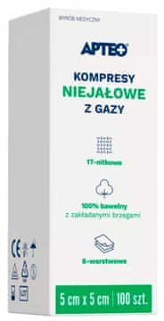 shumee NESTERILNE GAUS KOMPRESE 5x5 cm Apteo 100 kosov.