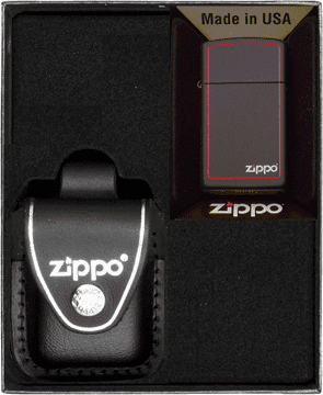 shumee Vžigalniki ZIPPO BLACK MATTE RED BORDER LOGO SLIM darilni št. 3