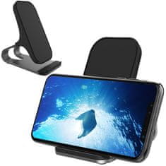 shumee Induktivno polnilo, stojalo, brezžični polnilnik QI 15W, črne barve