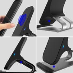 shumee Induktivno polnilo, stojalo, brezžični polnilnik QI 15W, črne barve