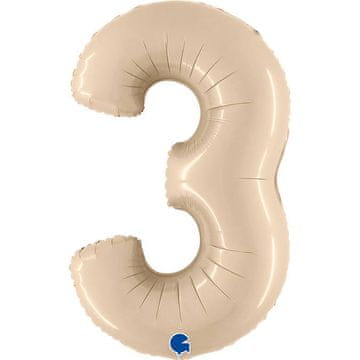 shumee Folija balon številka 3, satenasto kremne barve 102 cm Grabo