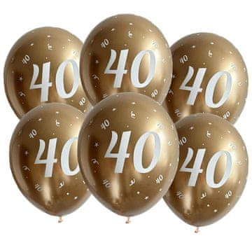 shumee Zlati rojstnodnevni baloni "40", 30 cm, 50 kosov.