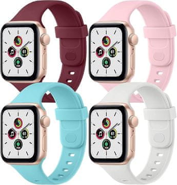 shumee 4x SILIKONSKI PAŠEK ZA APPLE WATCH 1/2/3/4/5/6/7/8/9/SE 38/40/41