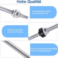 shumee 4x VIJAK Z DVOJNIM NAVOJEM M10x200mm ZA V2A PV PANELE FOTOVOLTAIČNO DRŽALO