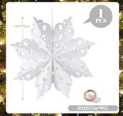 shumee ZLOŽEN PAPIRNI SENČNIK BOŽIČNA LAMPIONA ZVEZDA 53CM + LUČKE