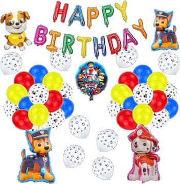shumee PAW PATROL GARLAND BALONI ROJSTNODNEVNA DEKORACIJA MARSHALL CHASE SET 46 kos.