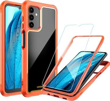 shumee OJAČAN OVITEK ZA SAMSUNG GALAXY A13 5G ORANŽEN NEON + KALJENO STEKLO