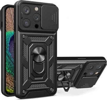 shumee ARMORED OVITEK ZA APPLE IPHONE 14 PRO BLACK ZAŠČITA ZA KAMERO Z OBROČKOM