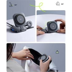 shumee Qi Mag Safe 15W brezžični polnilec za iPhone Apple Watch AirPods 3-v-1 priklopna postaja črna