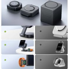 shumee Qi Mag Safe 15W brezžični polnilec za iPhone Apple Watch AirPods 3-v-1 priklopna postaja črna