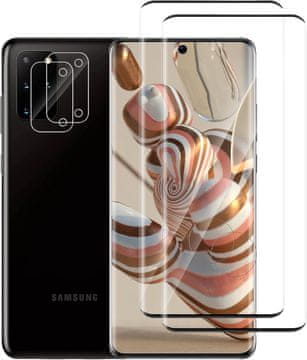 shumee 2x 9H KALJENO STEKLO ZA SAMSUNG GALAXY S20 5G ČRN OKVIR 2x KAMERA