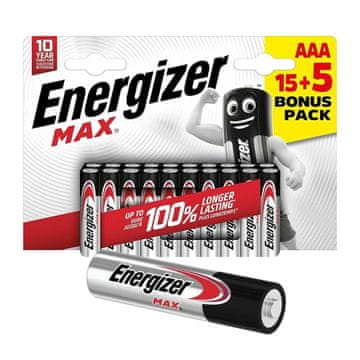 shumee 20x Energizer Max AAA LR03 zmogljive alkalne baterije 20 kosov