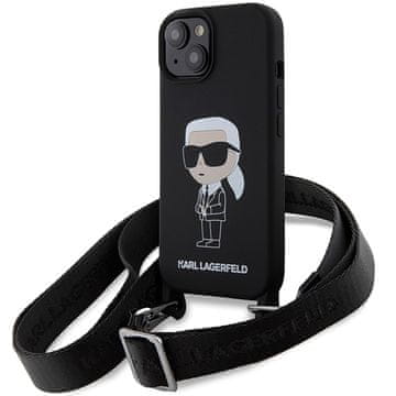 Karl Lagerfeld Silikonski ovitek Karl Lagerfeld za iPhone 15, črne barve