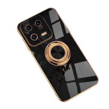 shumee OVITEK ZA XIAOMI 13 PRO ČRN Z ZLATIM SILIKONSKIM ZAŠČITNIM OBROČKOM