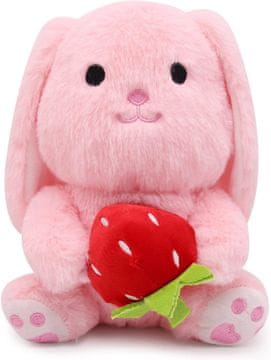 shumee PLIŠASTI ZAJČEK ROZA MASKOTA MEDVEDEK CRŠKLJIVA MEHKA IGRAČA JAGODA