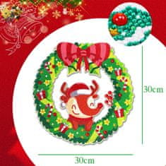 shumee KOMPLET BOŽIČNIH VENČKOV DIAMANTNE VEZINE SEVERNI JELENI + KOVINSKA VERIŽICA